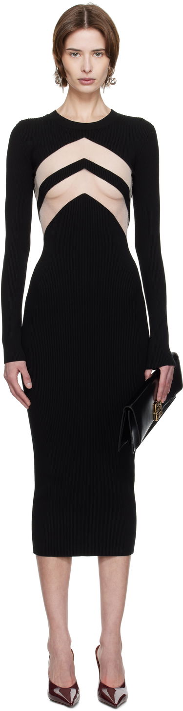 Kjole Jean Paul Gaultier Jean Paul Gaultier 'The Chevrons' Midi Dress Sort | 25/33-F-RO379-M085-00, 0