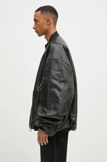 Bomberjakke VETEMENTS VETEMENTS Oversized Leather Bomber Jacket Sort | UA66JA200B, 2