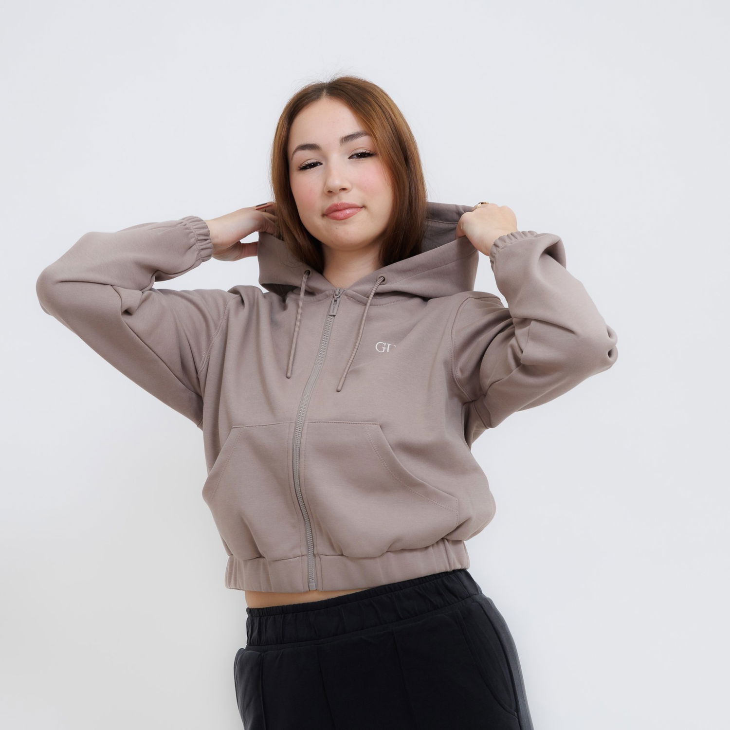 Sweatshirt GUESS Guess Roberta Full Zip Cropped Hoodie Brun | V5RQ20KC3D2-A120, 0