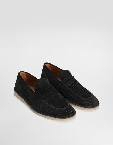 Tilbehør Dolce & Gabbana Dolce & Gabbana Perforated Suede Penny Loafers Sort | A50651A9T5980999, 1