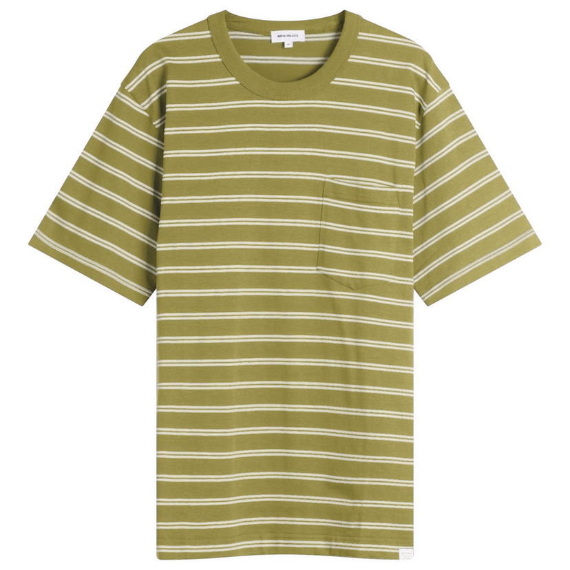 T-shirt NORSE PROJECTS Holger Sailor Stripe Pocket T-Shirt, Size Large Grøn | N01-0669-8037