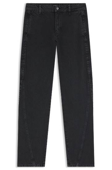 Jeans BOSS Barrel-Leg Soft-Touch Denim Jeans Sort | 50542561