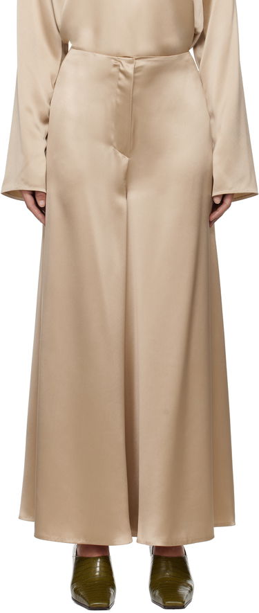 Bukser Nanushka Nanushka Zaniah Satin Wide-Leg Trousers Beige | NW25RSPA02872, 0