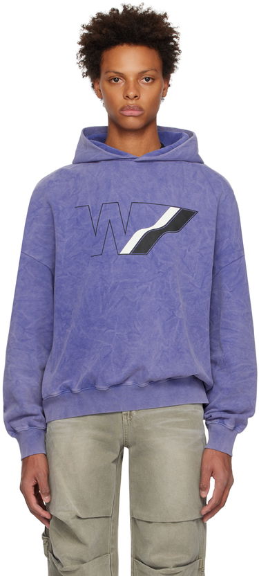 Sweatshirt We11done Wave Line Graphic Print Hoodie Lilla | WD-TH3-22-708-U-NV, 0