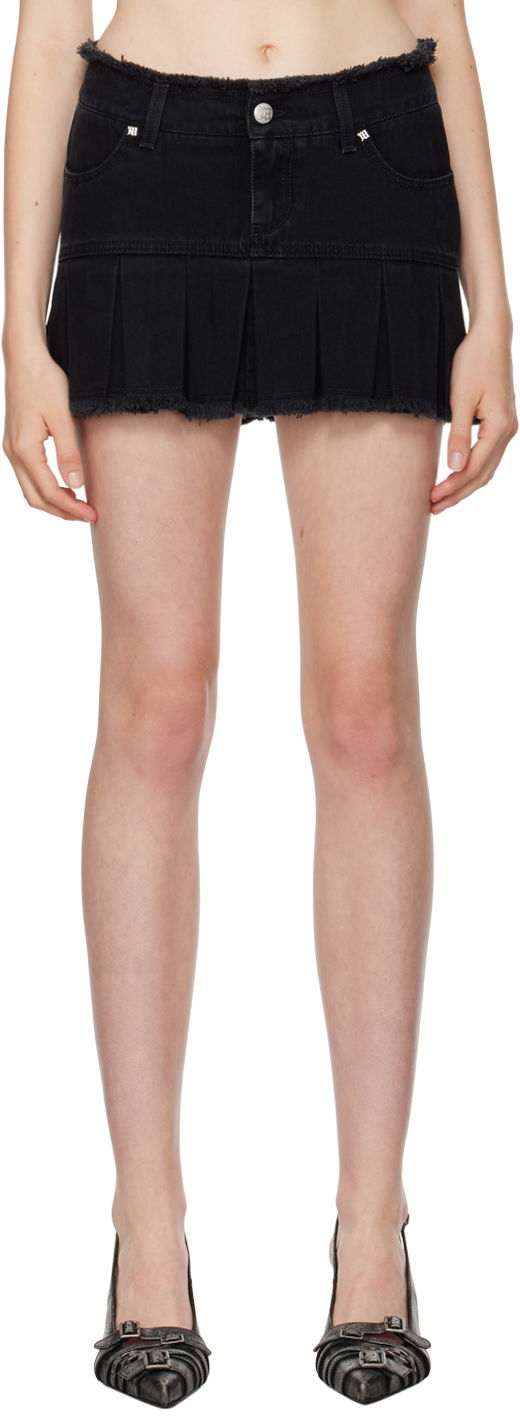 Nederdel MISBHV Pleated Denim Miniskirt Sort | 241W863