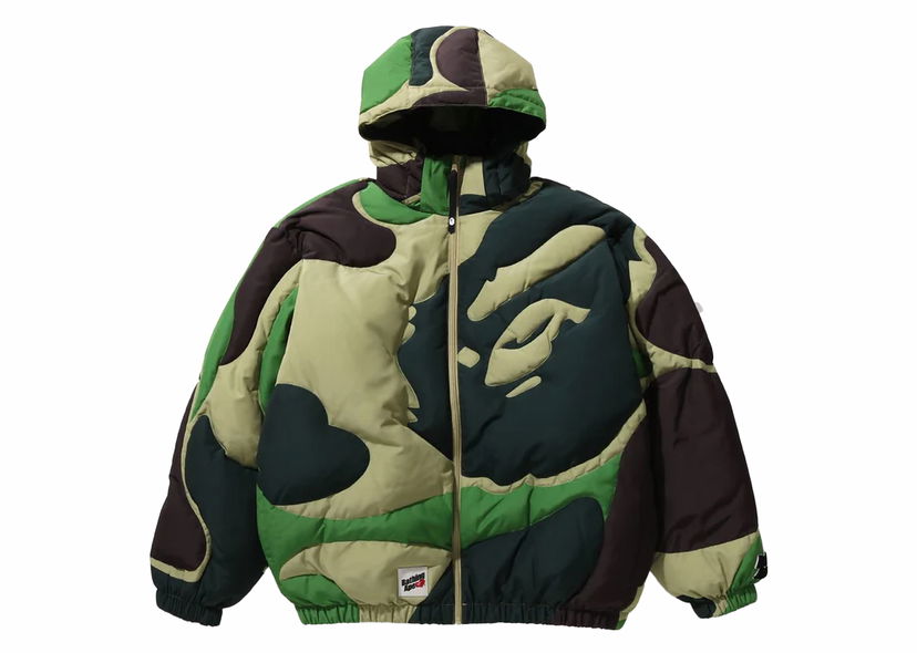 Jakke BAPE BAPE Mega ABC Camo Detachable Hoodie Puffer Down Jacket Green Grøn | 1J80-144-052