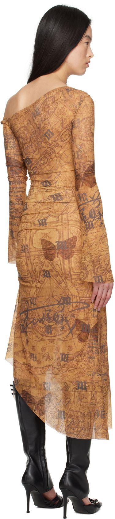 Kjole MISBHV MISBHV Goa Mesh Dropped Shoulder Midi Dress Brun | 250W810, 2