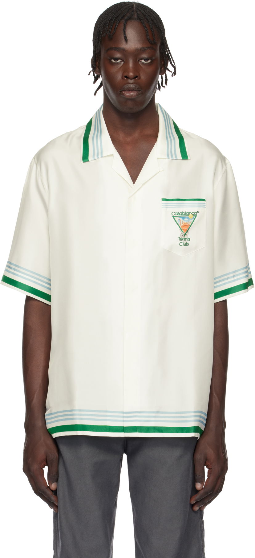 Skjorte Casablanca Tennis Icon Print Relaxed Shirt Hvid | U-MPS25-SH-003-08