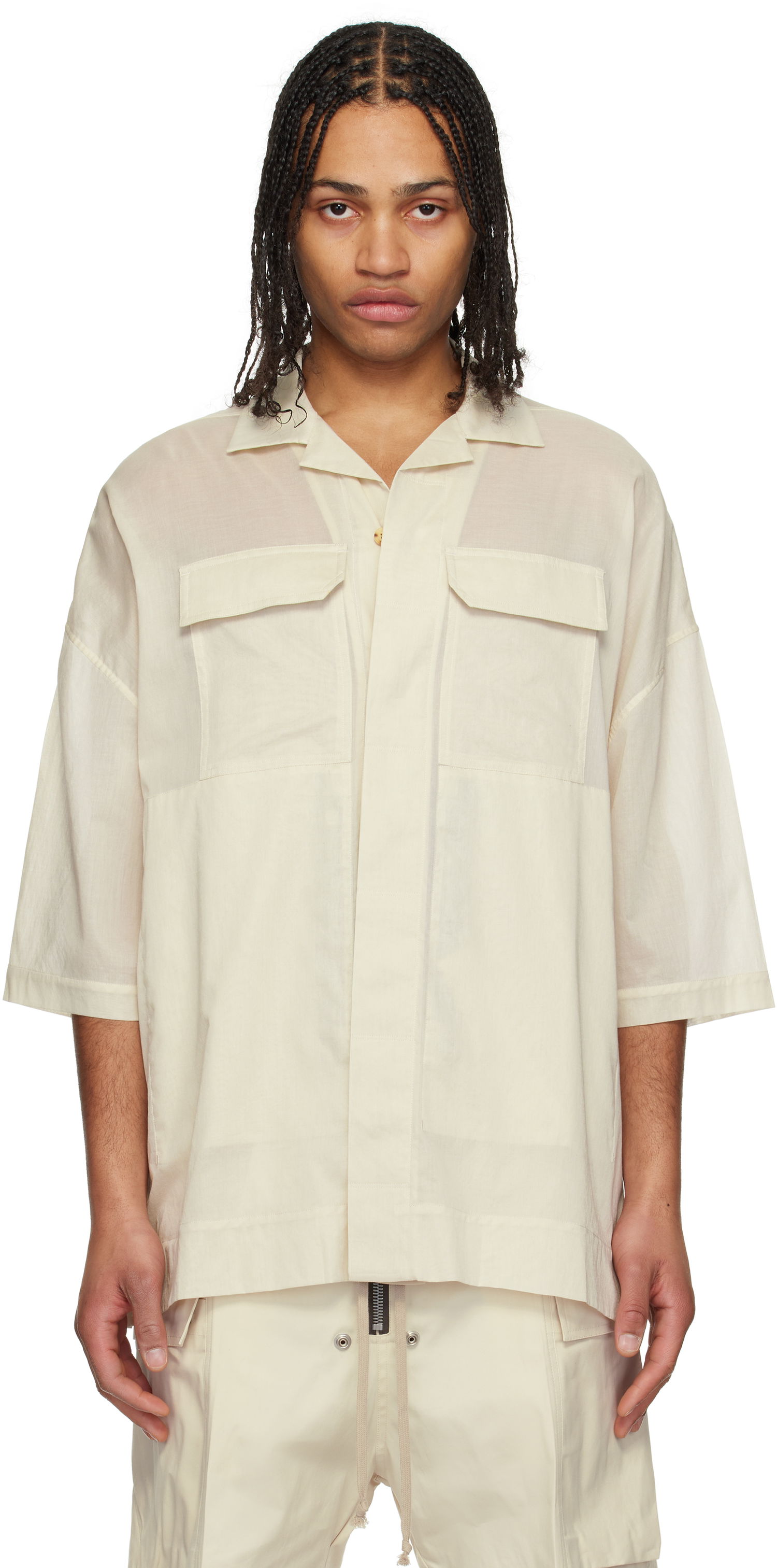 Skjorte Rick Owens Rick Owens Hollywood Magnum Tommy Shirt Beige | RU01E5298 CV, 0