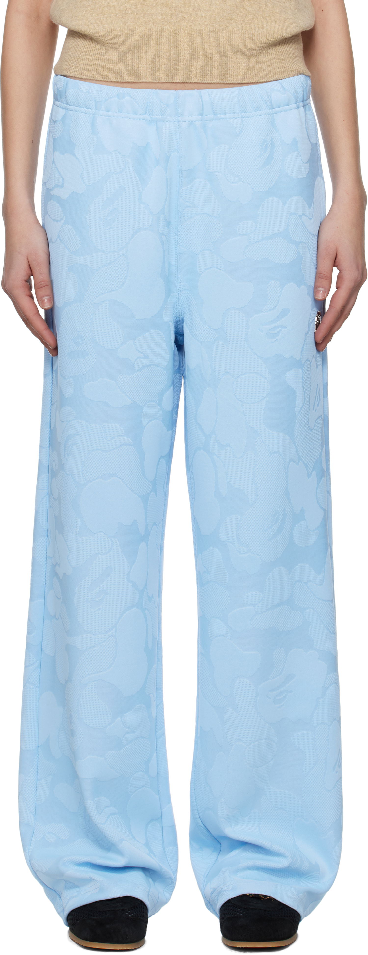 Joggingbukser BAPE A Bathing Ape Camo Jacquard One Point Wide Lounge Pants Blå | 001PTL302005L, 0