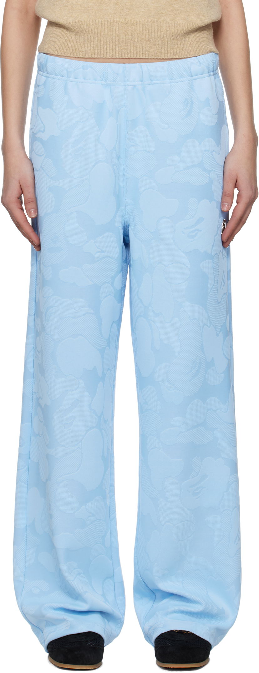 Joggingbukser BAPE A Bathing Ape Camo Jacquard One Point Wide Lounge Pants Blå | 001PTL302005L