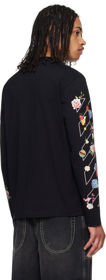 T-shirt Off-White Off-White Fresco Diag Long Sleeve T-Shirt Sort | OMAB086S25JER0011001, 2