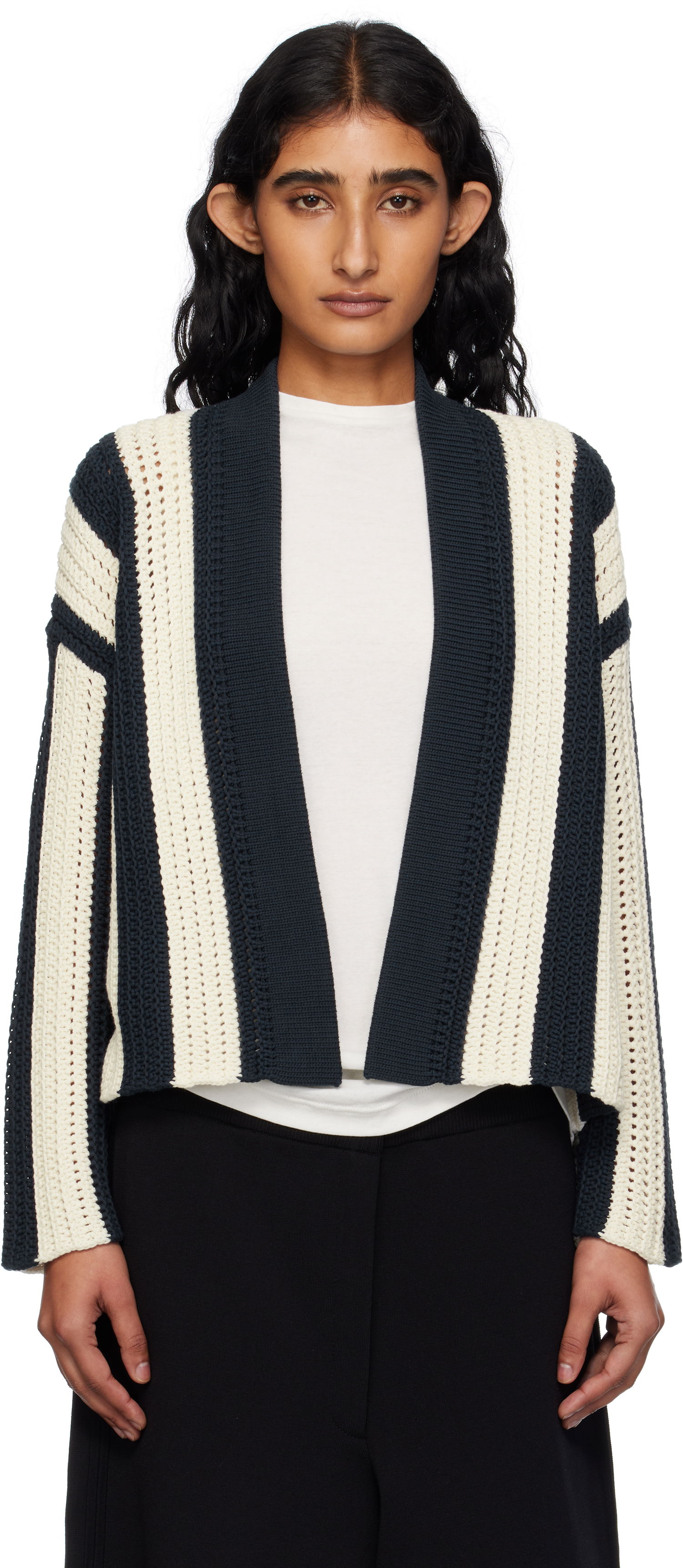 Sweater Max Mara Weekend Max Mara Striped Open Cardigan Mørkeblå | 2515341012600, 0