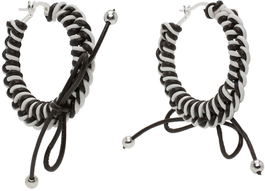 Øreringe Chopova Lowena Nimbus Mini Hoop Earrings with Leather Braid Sort | 6510, 1
