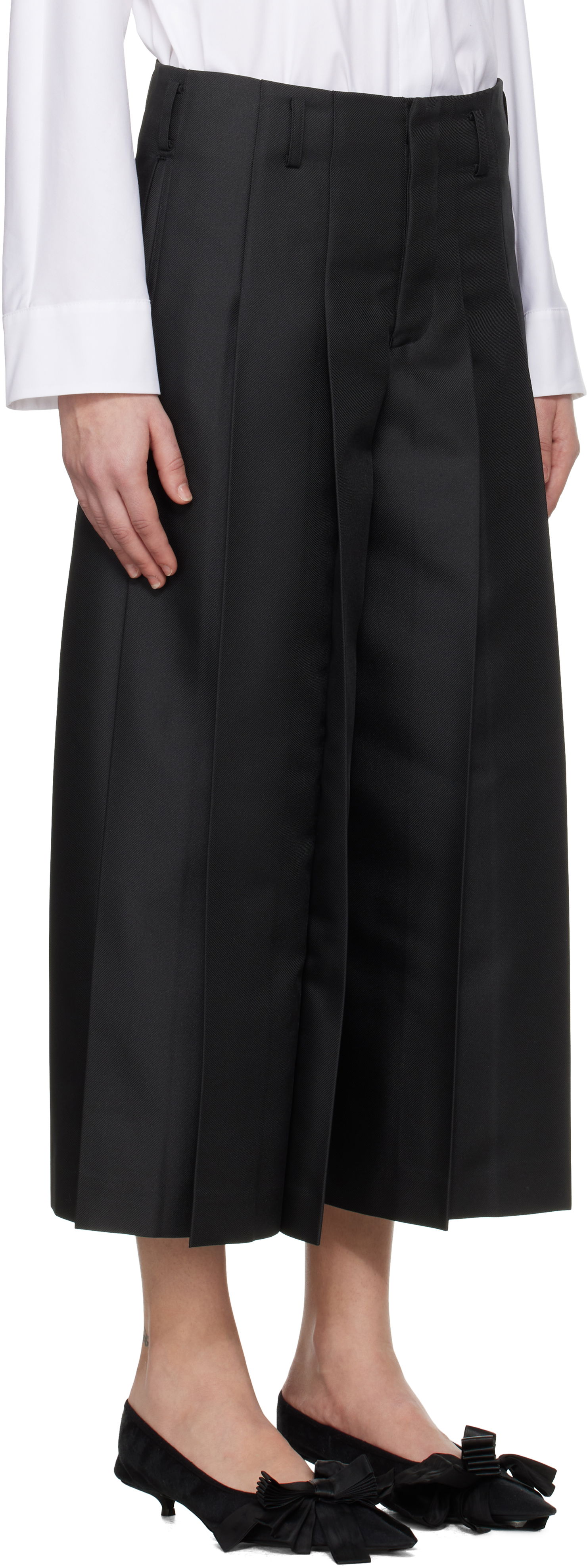 Bukser Comme des Garçons Comme des Garçons Gabardine Pleated Cropped Trousers Sort | GO-P009-S25, 1