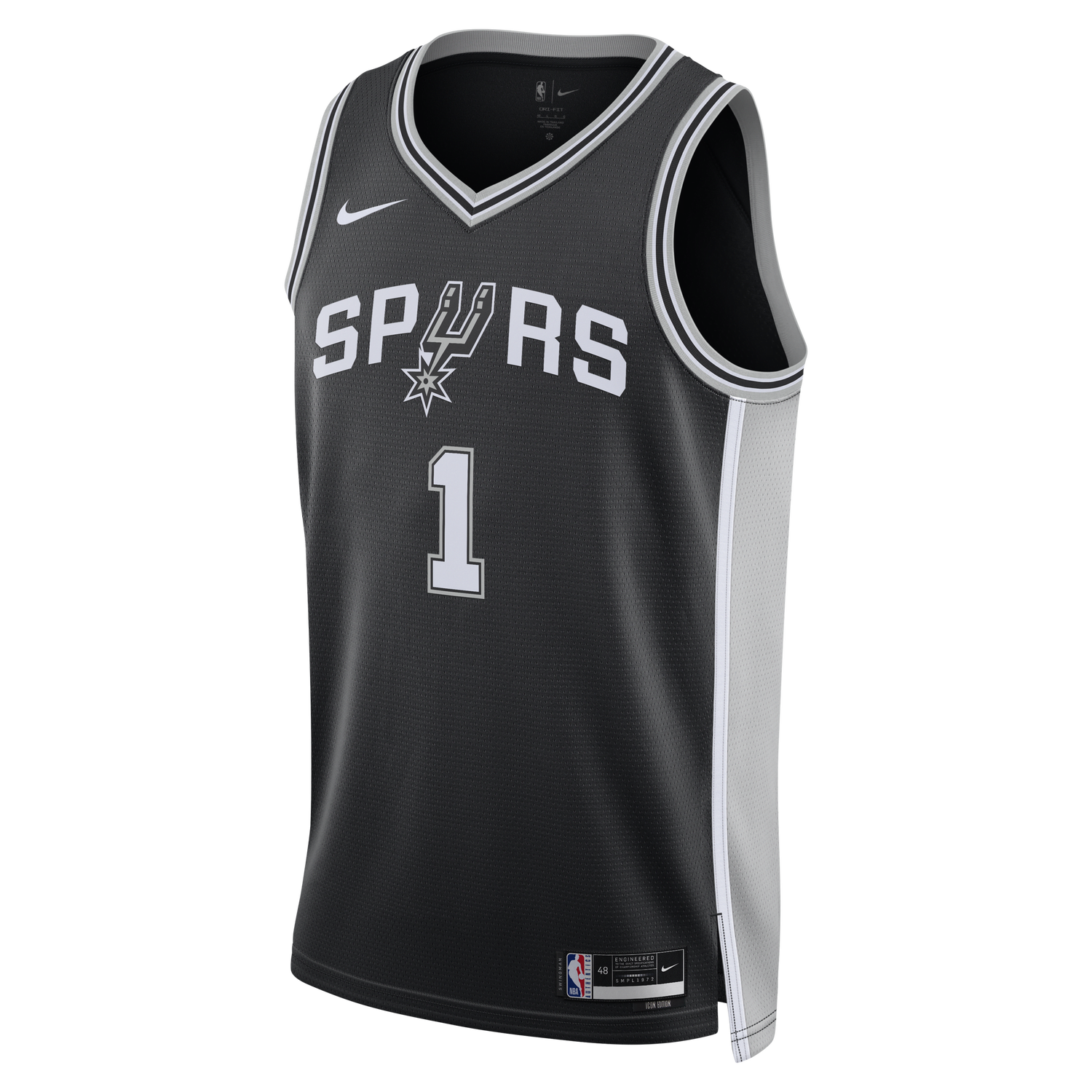 Jersey Nike Dri-FIT NBA San Antonio Spurs Icon Edition 2022/23 Swingman Jersey Sort | DN2022-015, 0