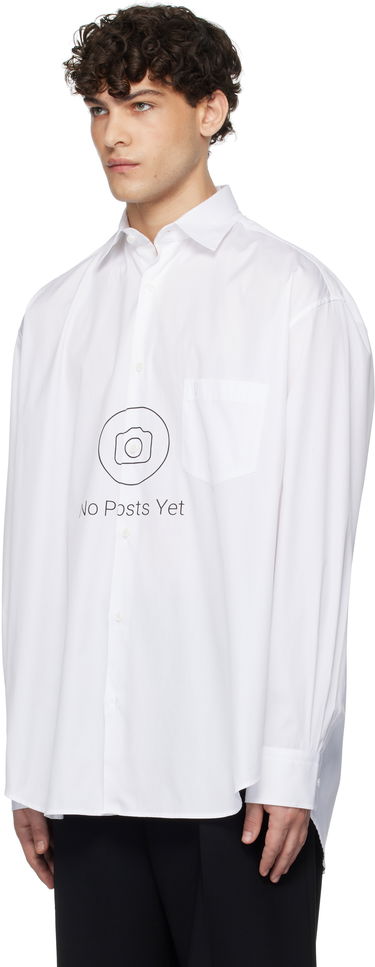 Skjorte VETEMENTS 'No Posts' Graphic Print Classic Shirt Hvid | UA66SH440W, 3