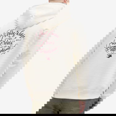 Sweatshirt Drôle de Monsieur Caligraphy Print Relaxed-Fit Hoodie Hvid | F-HO175-CO127-CM, 3