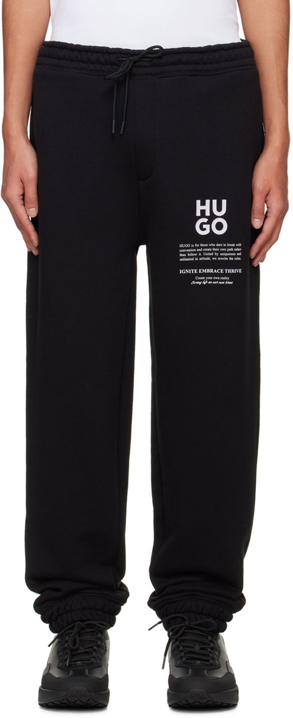 Joggingbukser BOSS Hugo Black Logo-Bonded Sweatpants Sort | 50521273