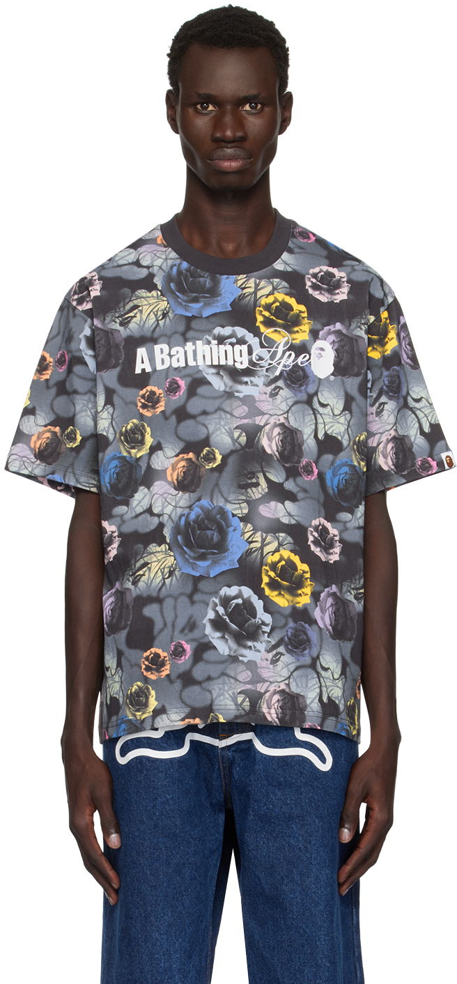 T-shirt BAPE Floral Solid Camo Logo Relaxed Fit T-shirt Sort | 001CSK801302M, 0