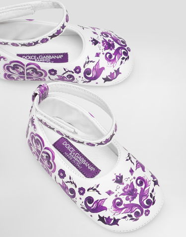 Sneakers og sko Dolce & Gabbana Dolce & Gabbana Majolica-print Nappa Leather Ballet Flats Hvid | DK0065AC513I03TN, 3