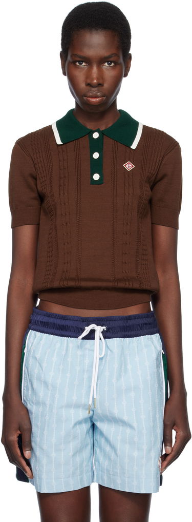 Polo skjorte Casablanca Casablanca Cable Knit Polo Brun | WS25-KW-948-01, 0