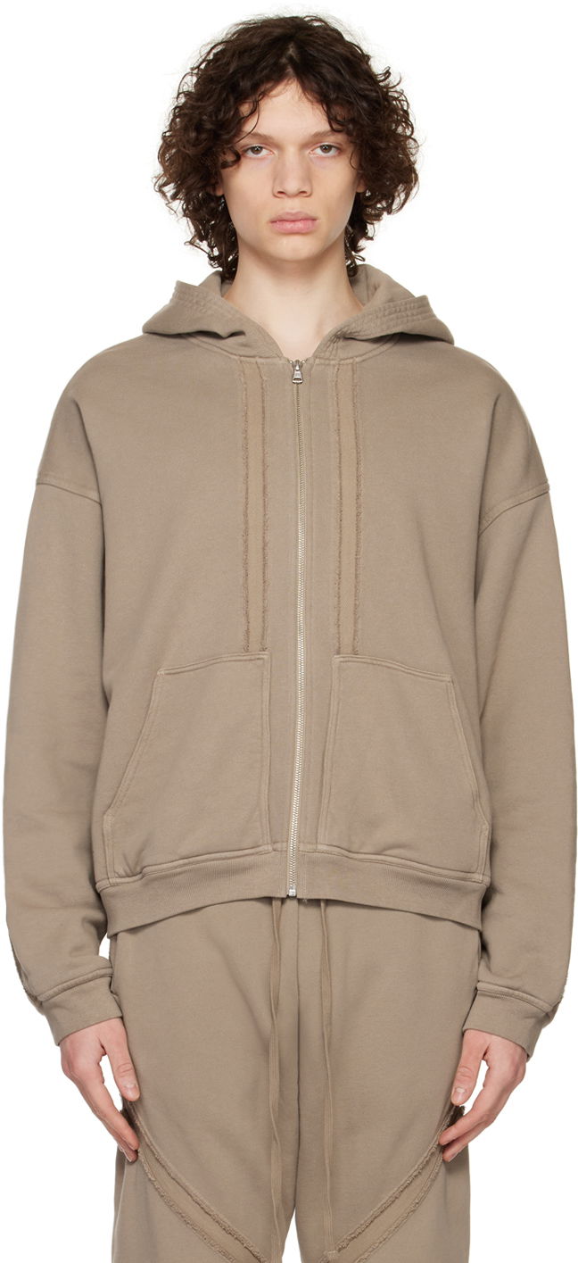 Sweatshirt John Elliott Fleece Zip-Up Hoodie Beige | B233B3835S, 0