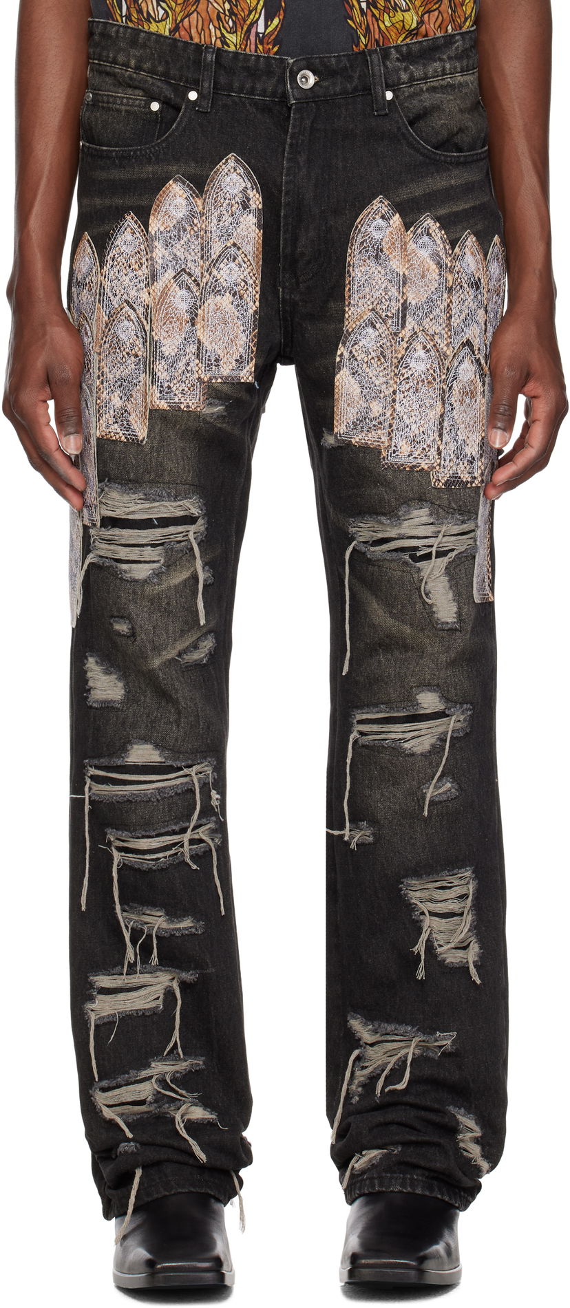 Jeans Who Decides War Who Decides War Patch Arch Distressed Denim Jeans Sort | 1120960017SS25