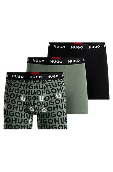 Boksere BOSS HUGO Men's 3-Pack Stretch Cotton Boxer Briefs with Logo Waistband Flerfarvet | 50532559