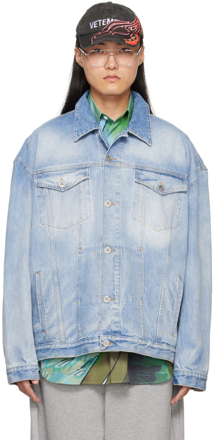 Jakke VETEMENTS Embossed Denim Jacket Blå | UE64JA390N