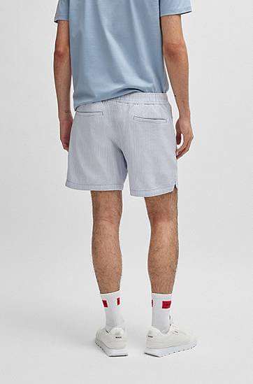 Shorts BOSS Vertical Stripe Cotton-Blend Shorts Grå | 50534630, 1