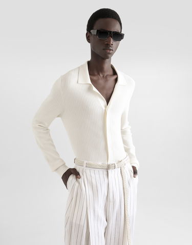 Skjorte Dolce & Gabbana Dolce & Gabbana Openwork Knit Shirt Hvid | GXVB9TJBCFPW0001, 1