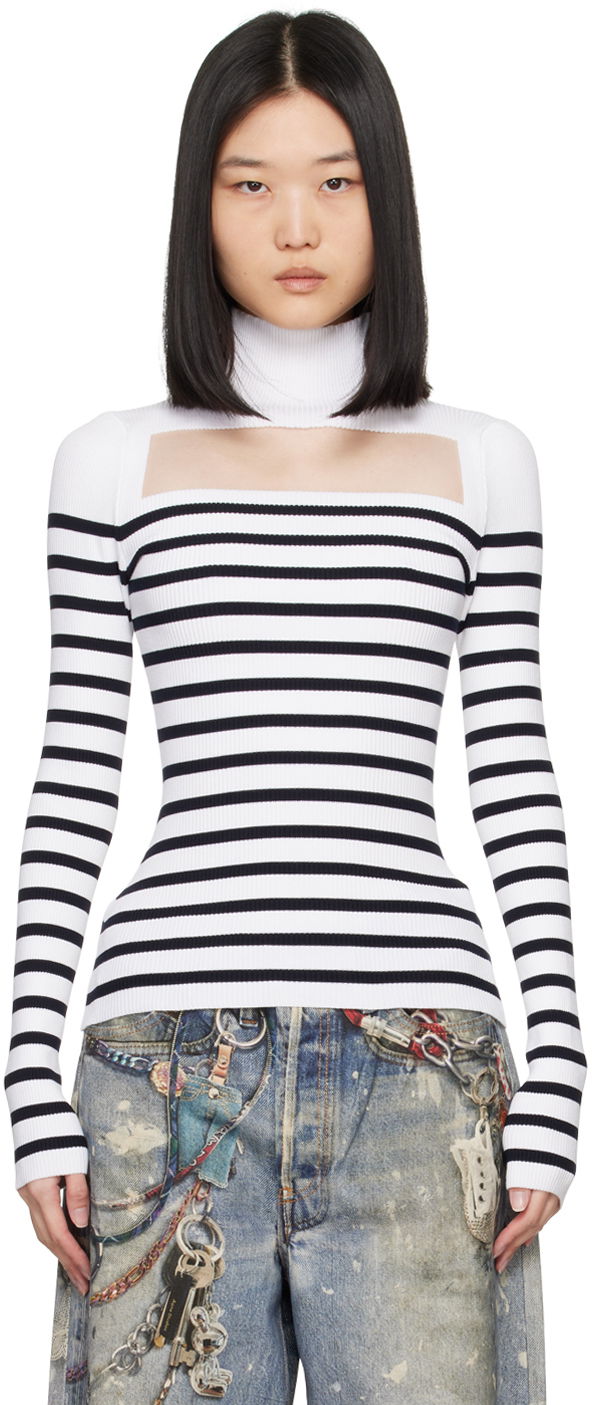 Sweater Jean Paul Gaultier Jean Paul Gaultier Striped Turtleneck Hvid | 24/30-F-PL066-M063-0159