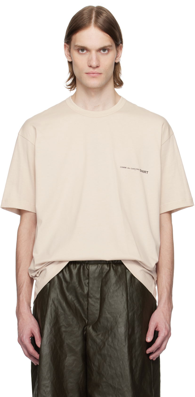 T-shirt Comme des Garçons Comme des Garçons Shirt Oversized T-Shirt Beige | FO-T023-051
