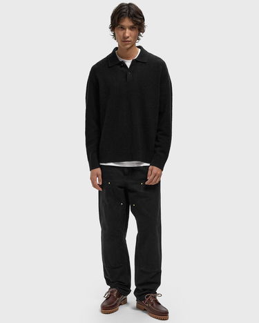Polo skjorte Samsoe Samsoe SANINO Long Sleeve Textured Knit Polo Sort | M24100093-BLACK, 2