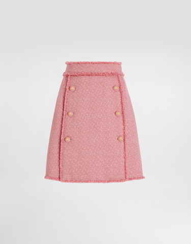 Nederdel Dolce & Gabbana Dolce & Gabbana Raschel Tweed Skirt with DG Logo Buttons Lyserød | F4C03TGDCYKF0473, 0