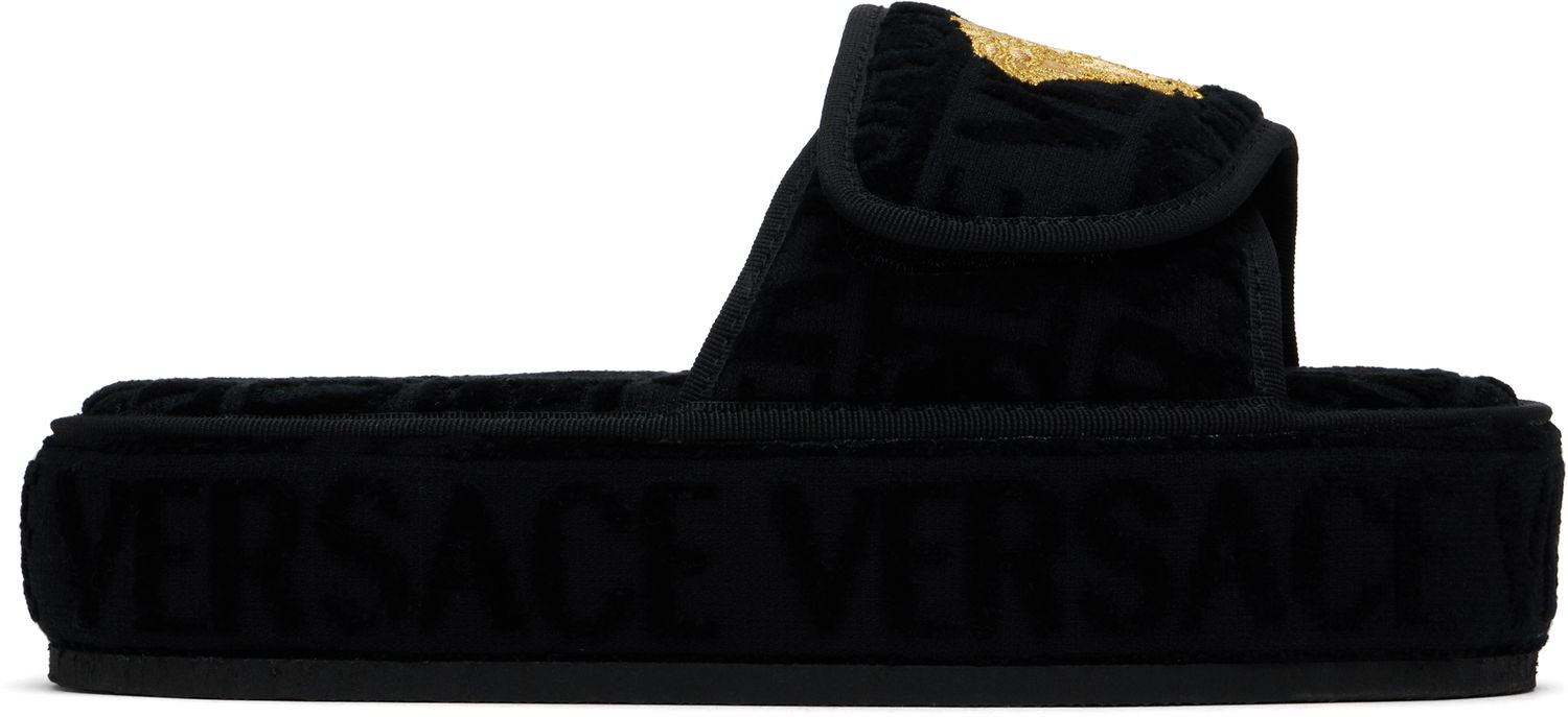 Tøj Versace Versace 'Versace' Allover Slippers Sort | ZSL000003_ZCOSP052, 0