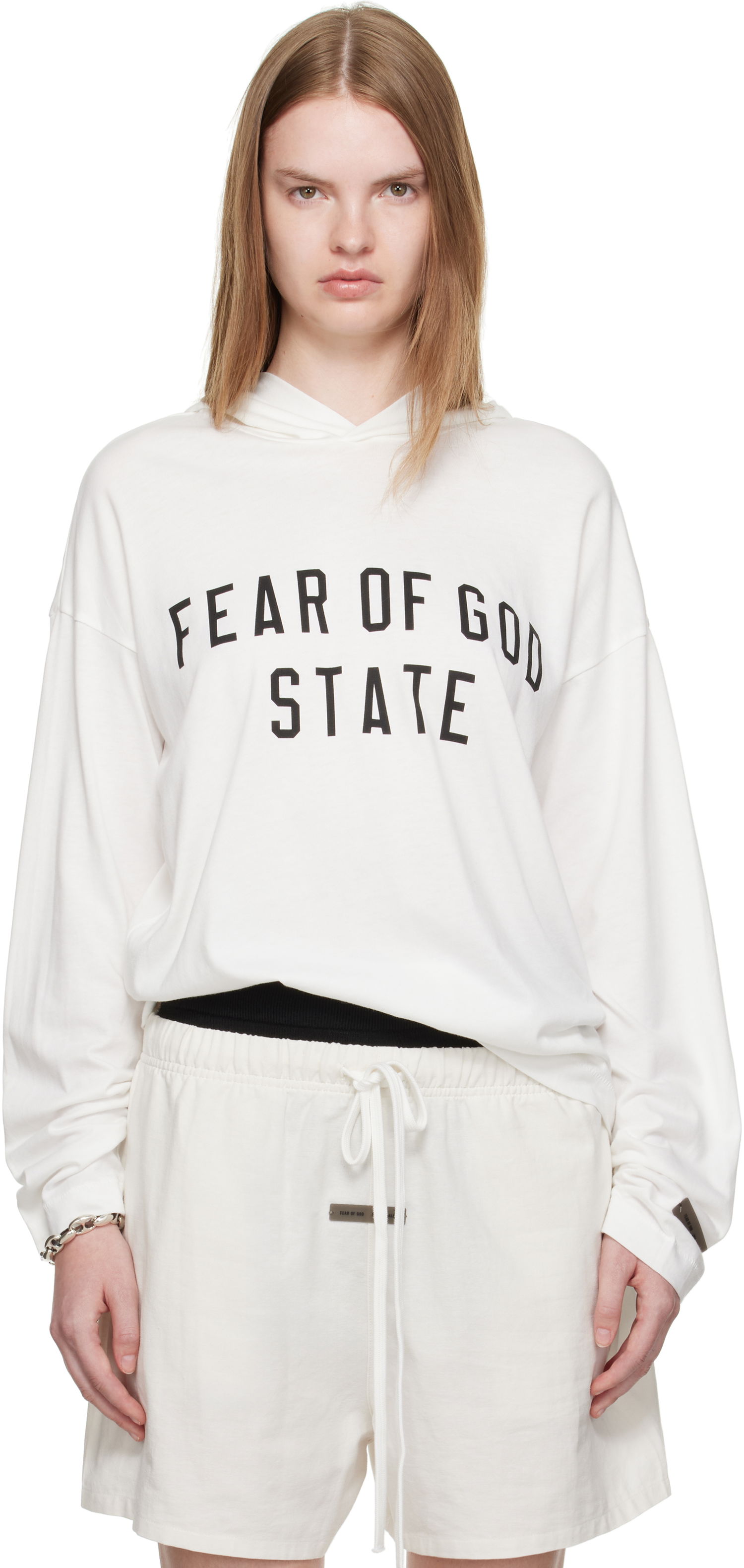Sweatshirt Fear of God Fear of God ESSENTIALS Long Sleeve Hoodie Hvid | 125SP257174FW, 0