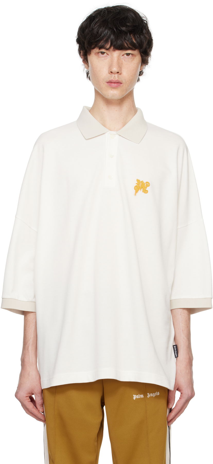 Polo skjorte Palm Angels Angel Pencil Polo Shirt Hvid | PMGB026F24FAB0030322