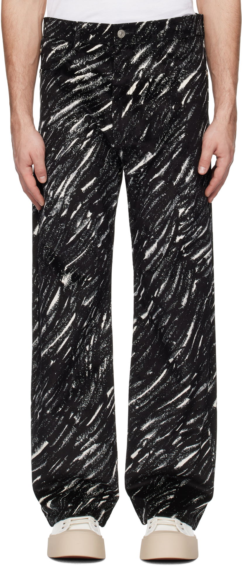 Jeans Marni Marni Flocked Denim Wide-Leg Jeans Sort | PUJU0021A0 UTC432