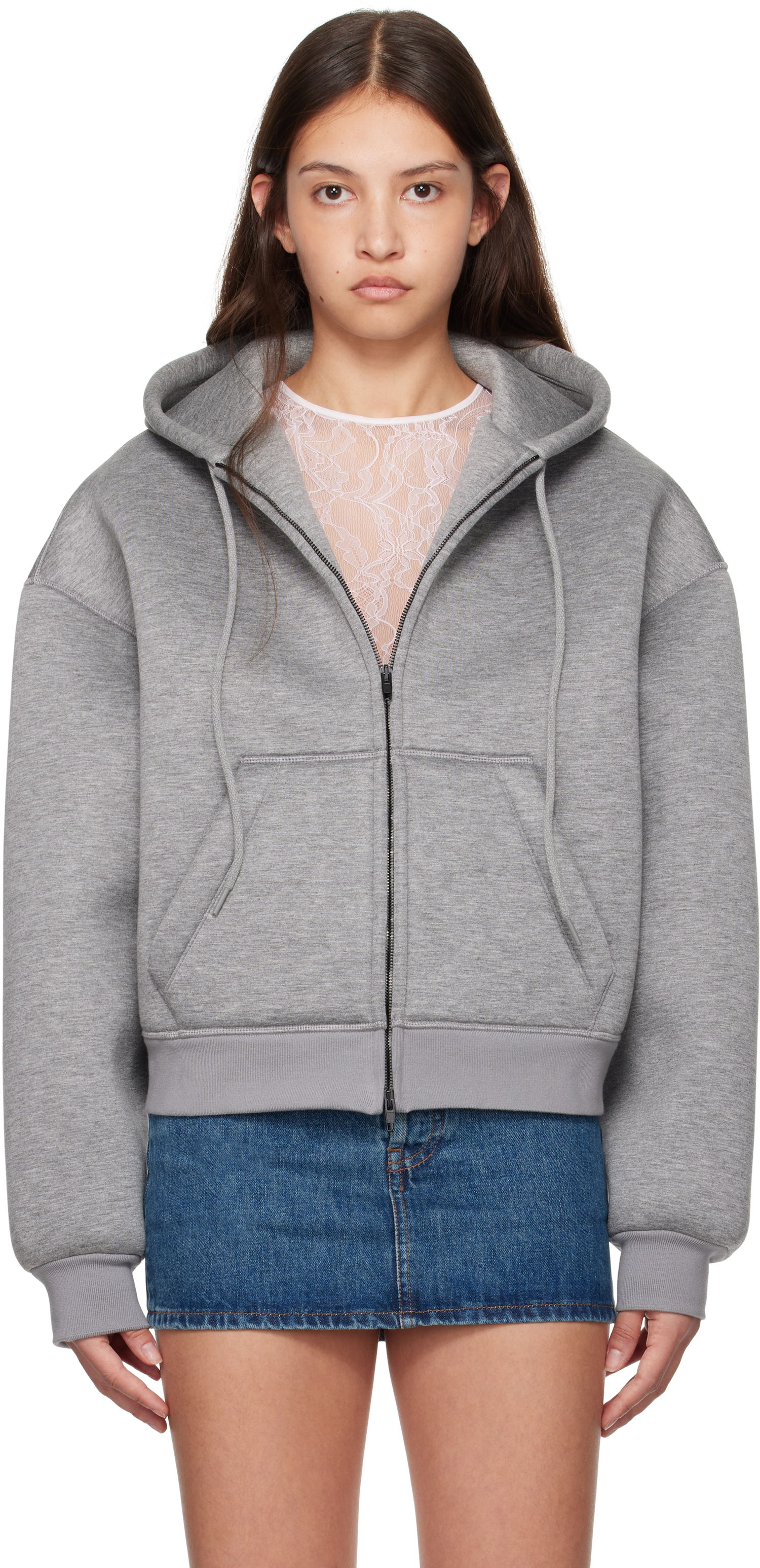 Sweatshirt WARDROBE.NYC WARDROBE.NYC Bonded Zip-Up Hoodie Grå | W1093F24BJ, 0
