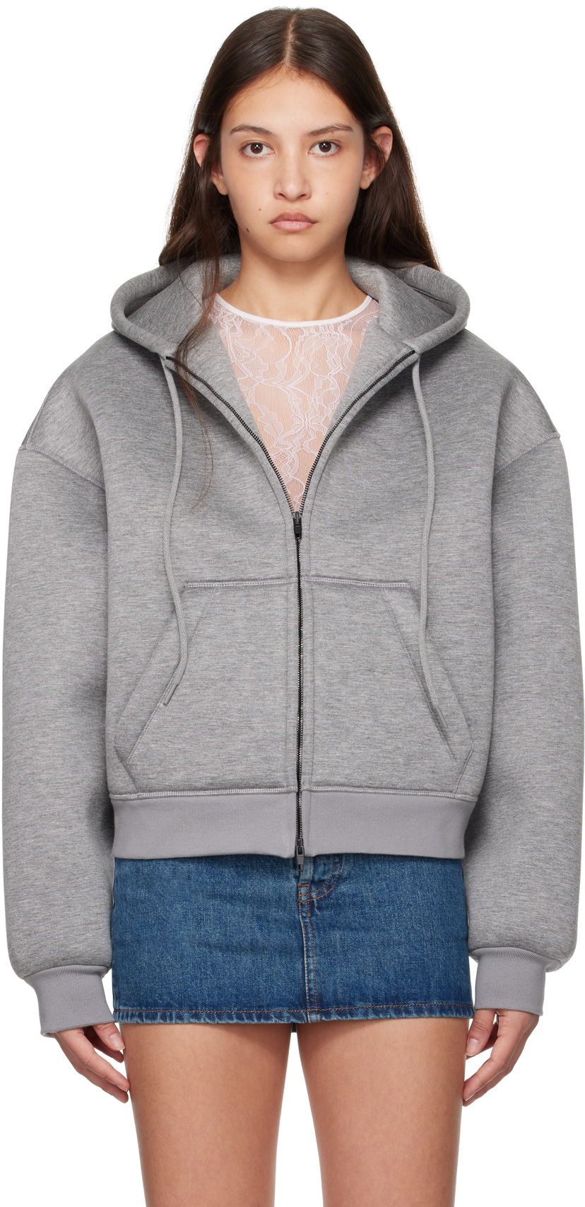 Sweatshirt WARDROBE.NYC WARDROBE.NYC Bonded Zip-Up Hoodie Grå | W1093F24BJ