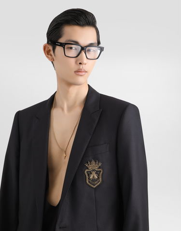 Jakke Dolce & Gabbana Single-Breasted Wool and Silk Jacket with Patch Sort | G2LK0ZFU3H1B0665, 3