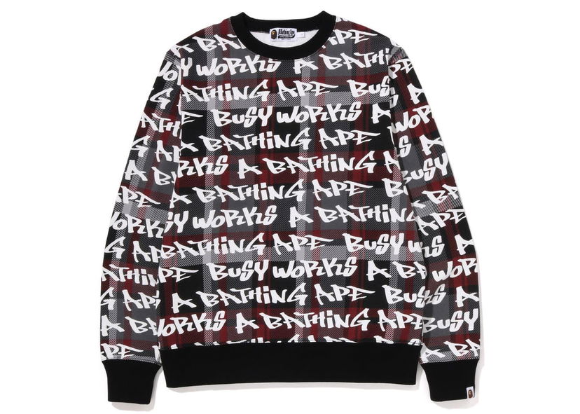 Sweatshirt BAPE BAPE Graffiti Check Crewneck Black Sort | 1I80-113-007