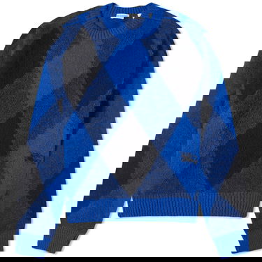 Sweater Burberry Large Check Crew Knit Knight Ip Check Mørkeblå | 8078750-B7647, 0