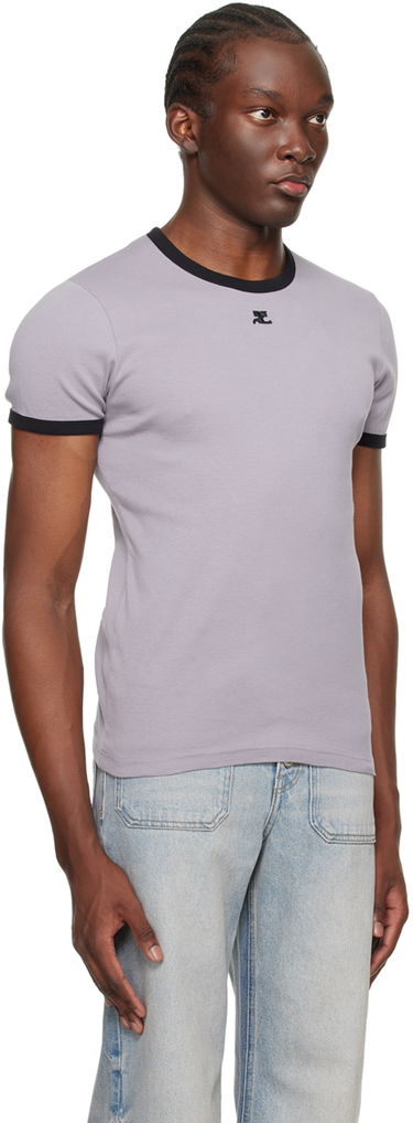 T-shirt Courrèges Contrast Trim T-Shirt Beige | 123JTS020JS0070, 4