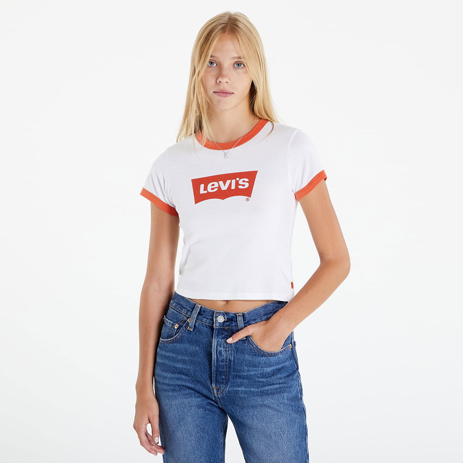 T-shirt Levi's Graphic Ringer Mini Tee Hvid | A3523-0004, 0