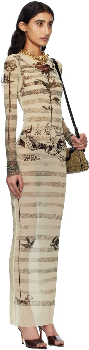Kjole Jean Paul Gaultier Jean Paul Gaultier Tattoo Marinière Maxi Dress Beige | 25/34-F-RO396-T585-030030, 1