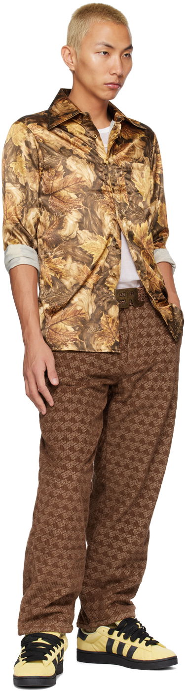 Skjorte ERL ERL Printed Satin Shirt Brun | ERL05B004, 4