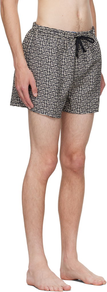 Badetøj Balmain Balmain Monogram Swim Shorts Beige | BWB641500, 1